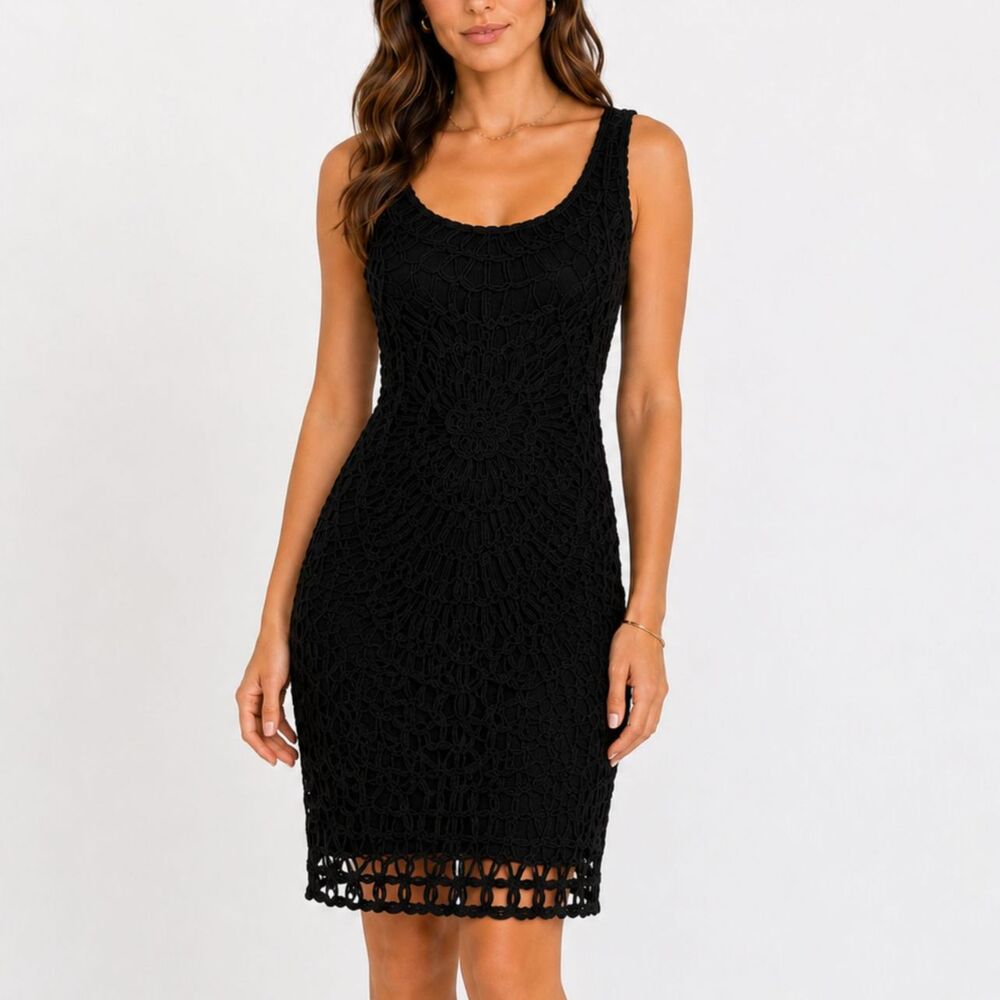 Etoile Isabel Marant Black Soutache Ribbonwork Crochet Dress Medium